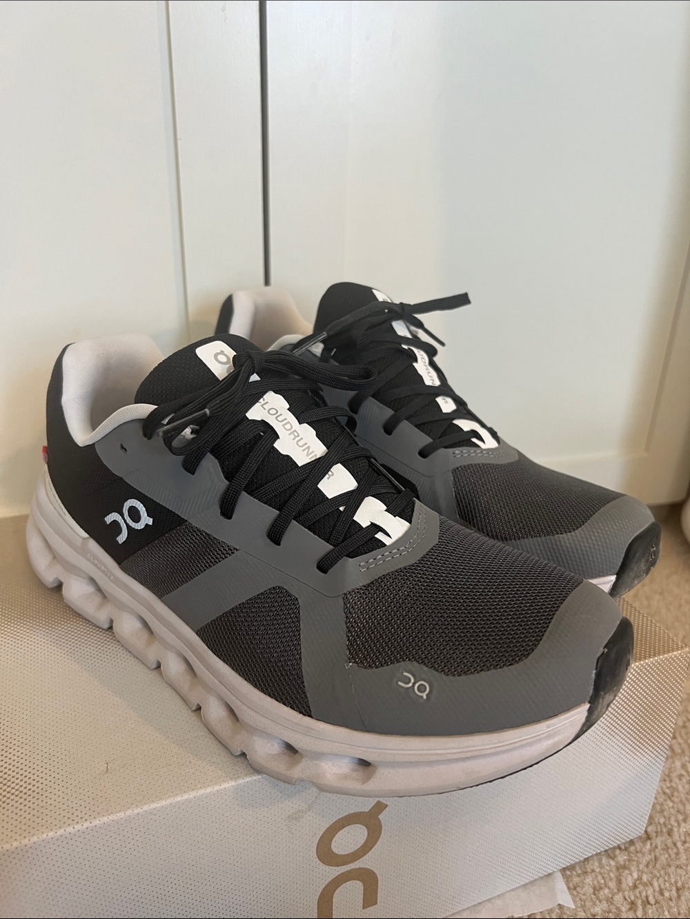 On Running Women's Gray and Black Cloudrunner Shoes